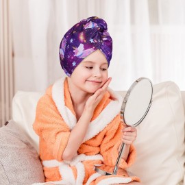 FIOBEE Microfiber Hair Towel Wrap for Kid Rapid Drying Towel Absorbent Hair Turbans for Wet Hair with Button Women Girls Long Curly Hair Pack of 2, Purple FIOBEE Microfiber Hair Towel Wrap for Kid Rapid Drying Towel Absorbent Hair Turbans for Wet Hair with Button Women Girls Long Curly Hair Pack of 2, Purple