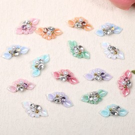 20 Pcs 3D Nail Charms Flower Nail Art Charms Pearl Petals Nail Gems and Rhinestones Handmade by Acrylic Nail Decorations Accessories for Women Girls Nail DIY Crafting Supplie