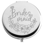 Zuo Bao Bride to Be Gift Bridesmaid Mirror Compact Mirror Silver Round 2.56 Diameter x 0.51 Thick Handheld