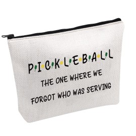 PWHAOO Pickleball Cosmetic Bag Pickleball The One Where We Forgot Who Was Serving Cosmetic Bag Pickleball Lover Gift (PICKLEBALL THE ONE B)