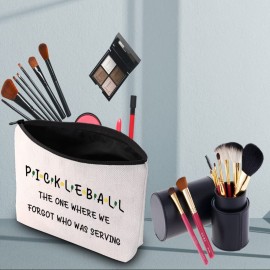 PWHAOO Pickleball Cosmetic Bag Pickleball The One Where We Forgot Who Was Serving Cosmetic Bag Pickleball Lover Gift (PICKLEBALL THE ONE B)