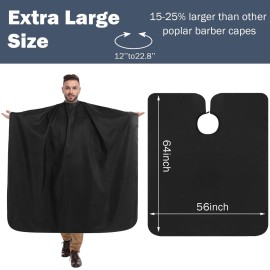 12Pcs Barber Cape 64 x 56\'\' Large Waterproof Hair Cutting Salon Cape Adjustable Snaps for Hair Dye Salon Stylist Supplies(Black)
