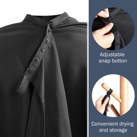 12Pcs Barber Cape 64 x 56\'\' Large Waterproof Hair Cutting Salon Cape Adjustable Snaps for Hair Dye Salon Stylist Supplies(Black)
