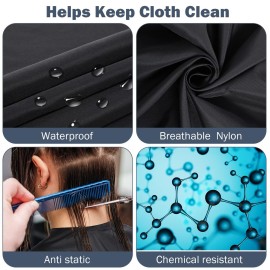 12Pcs Barber Cape 64 x 56\'\' Large Waterproof Hair Cutting Salon Cape Adjustable Snaps for Hair Dye Salon Stylist Supplies(Black)