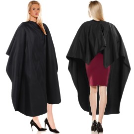 12Pcs Barber Cape 64 x 56\'\' Large Waterproof Hair Cutting Salon Cape Adjustable Snaps for Hair Dye Salon Stylist Supplies(Black)