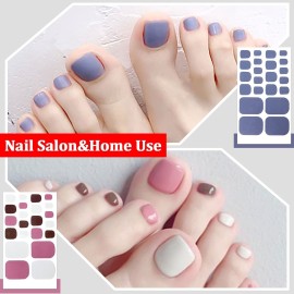 SILPECWEE 40 Sheets Toe Nail Stickers Full Wraps Polish Strips for Women Gel Self Adhesive Decals Toes Manicure Sticker Accessories With 1pc File