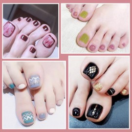 SILPECWEE 40 Sheets Toe Nail Stickers Full Wraps Polish Strips for Women Gel Self Adhesive Decals Toes Manicure Sticker Accessories With 1pc File