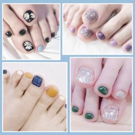 SILPECWEE 40 Sheets Toe Nail Stickers Full Wraps Polish Strips for Women Gel Self Adhesive Decals Toes Manicure Sticker Accessories With 1pc File
