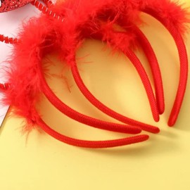 Heart Headband Valentine\'s Day Headband Valentines Day Head Boppers Valentine Ears Red Heart Headband Vday Headband Valentines Day Accessories for Cupid Costume Valentines Day Costume