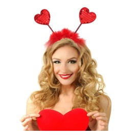 Heart Headband Valentine\'s Day Headband Valentines Day Head Boppers Valentine Ears Red Heart Headband Vday Headband Valentines Day Accessories for Cupid Costume Valentines Day Costume