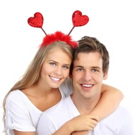 Heart Headband Valentine\'s Day Headband Valentines Day Head Boppers Valentine Ears Red Heart Headband Vday Headband Valentines Day Accessories for Cupid Costume Valentines Day Costume