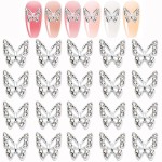 Kachimoo Silver Butterfly Nail Charms - 20pcs DIY Craft Nail Art Accessories