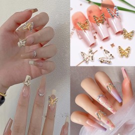 Kachimoo Silver Butterfly Nail Charms - 20pcs DIY Craft Nail Art Accessories