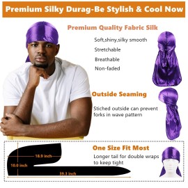 2 PCS Bonnet for Men,Silk Hair Bonnet for Sleeping Women,Matching Bonnets and Durag Set