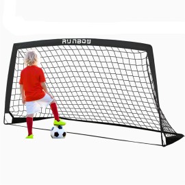 RUNBOW 6x4 ft Portable Kids Soccer Goal for Backyard Practice Soccer Net with Carry Bag (6x4 FT, 1 Pack, Black)