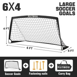 RUNBOW 6x4 ft Portable Kids Soccer Goal for Backyard Practice Soccer Net with Carry Bag (6x4 FT, 1 Pack, Black) RUNBOW 6x4 ft Portable Kids Soccer Goal for Backyard Practice Soccer Net with Carry Bag (6x4 FT, 1 Pack, Black)