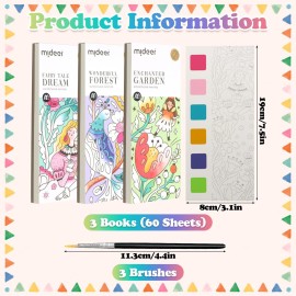 ZYNERY 60 Pcs Watercolor Painting Book for Kids,Pocket Watercolor Painting Book,Water Coloring Book Bookmarks,Travel Pocket Watercolor Kit Activities Birthday Gifts for Kids 3 Boxes