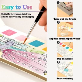 ZYNERY 60 Pcs Watercolor Painting Book for Kids,Pocket Watercolor Painting Book,Water Coloring Book Bookmarks,Travel Pocket Watercolor Kit Activities Birthday Gifts for Kids 3 Boxes