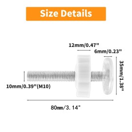 Unlorspy 4 Pack Baby Gate Threaded Spindle Rod M10 (10mm) Screw Replacement Hardware Parts Kit for Pressure Mounted Baby & Pet Safety Gates & Stair Gates (10mm, White)