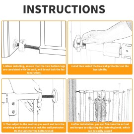 Unlorspy 4 Pack Baby Gate Threaded Spindle Rod M10 (10mm) Screw Replacement Hardware Parts Kit for Pressure Mounted Baby & Pet Safety Gates & Stair Gates (10mm, White)