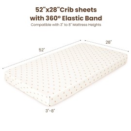 Konssy Muslin Crib Sheets for Boys, Soft Cotton Neutral Baby Sheets for Standard Crib Mattress 2 Pack, 52x28 (Camel, Sun)