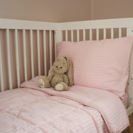 ZPECC Toddler Bedding Set - 4 Piece Hypoallergenic Baby Crib Bedding Set for Boys and Girls, Includes Toddler Comforter, Flat Sheet, Fitted Sheet and Pillowcase, Pink Stripe