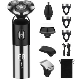 HIENA PRO Electric Shaver for Men, Cordless Rechargeable Rotary Shaver, IPX6 Waterproof Wet & Dry Electric Razor with Led Display
