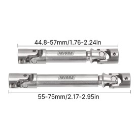 INJORA Steel Drive Shaft 2Pcs Center Drive Shaft for Axial SCX24 C10 JLU Bronco Base Camp 4Runner Upgrate Parts, 17g