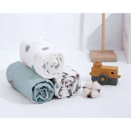 ONLYCUBBYA Muslin Baby Quilt 100% Cotton Newborn Blanket 47 X 47 2 Layers Muslin Swaddle for Boy and Girl (Ocean Series)