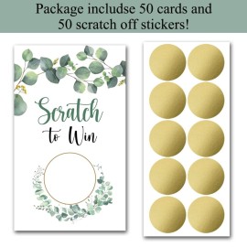 Haizct 50 Pack Eucalyptus Party Blank Gift Certificate Scratch Off Cards for Small Business, Spa Beauty Makeup Hair Salon, Baby Shower, Bridal Shower, Raffle Ticket, Country Wedding-GK079