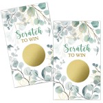 Haizct 50 Pack Watercolor Eucalyptus Blank Gift Certificate Scratch Off Cards for Small Business, Spa Beauty Makeup Hair Salon, Baby Shower, Country Wedding, Bridal Shower, Gold-GK080