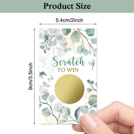 Haizct 50 Pack Watercolor Eucalyptus Blank Gift Certificate Scratch Off Cards for Small Business, Spa Beauty Makeup Hair Salon, Baby Shower, Country Wedding, Bridal Shower, Gold-GK080
