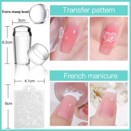 Biutee Nail Stamping Plates Set 15PCS Nail Art Stamper Scraper Nail Stamp Plates Kit with Storage Bag Gift Box Nail Stamp Template Kit Lace Flower Butterfly Star Holiday Design