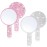 Bucherry 2 Pcs Rhinestone Hand Mirror Wedding Bling Hand Held Makeup Mirrors Adorable Dazzling Cosmetic Portable Decorative Personal for Women Bride Wedding Gift, Pink White