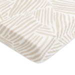 Babyletto 100% Organic Cotton Mini Crib Sheet, GOTS-Certified, Fitted 360, Ultra-Soft and Breathable Muslin - Oat Stripe