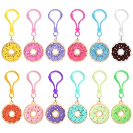 Jadive 48 Pcs Sweet Donut Party Favors Donut Keychain Sweet Doughnut Theme Birthday Party Supplies Pendant Ornament for Christmas Kids Boy Girl Gift Reward Goodie Bag Fillers, 12 Colors