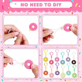 Jadive 48 Pcs Sweet Donut Party Favors Donut Keychain Sweet Doughnut Theme Birthday Party Supplies Pendant Ornament for Christmas Kids Boy Girl Gift Reward Goodie Bag Fillers, 12 Colors