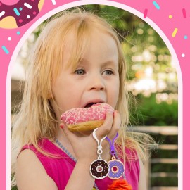 Jadive 48 Pcs Sweet Donut Party Favors Donut Keychain Sweet Doughnut Theme Birthday Party Supplies Pendant Ornament for Christmas Kids Boy Girl Gift Reward Goodie Bag Fillers, 12 Colors