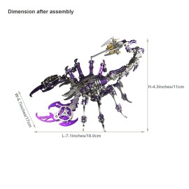 KonHaovF Purple 3D Metal Puzzle for Adults Scorpion, DIY Colorful 3D Metal Model Kits to Build with Tool, 3D Desktop Model Kits Building Toys for Adults/Teens
