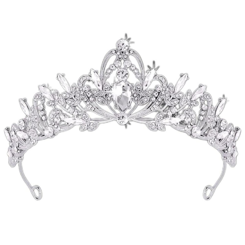 ANBALA Tiara Crystal Crown Silver Tiaras for Women Princess Crown for Women Girls Crowns for Birthda, Halloween, Wedding Prom, Bridal Party, Pageant