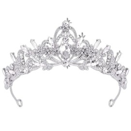 ANBALA Tiara Crystal Crown Silver Tiaras for Women Princess Crown for Women Girls Crowns for Birthda, Halloween, Wedding Prom, Bridal Party, Pageant