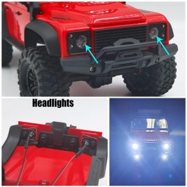 RCLIONS RC Car LED Headlights Taillight Front Rear Lamp White&Red for 1/18th TRX4-M RC Crawler Car Upgrades