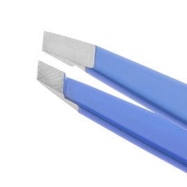 Tweezerman Stainless Steel Slant Tweezer - Eyebrow Tweezers for Women and Men (Lapis Blue)