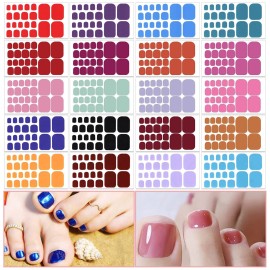 SILPECWEE 20 Sheets Toenail Sticker Wraps - Solid Color Gel Nail Strips for Women\'s Manicure - Self-Adhesive Nail Polish Art Sticks - 1pc File Included