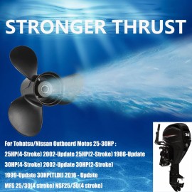 Qiclear 9.9 x 13 Pitch 48-896900A40 10 Spline Tooth Upgrade OEM Aluminum Boat Outboard Moto Propeller for Mercury Engines 25-30HP/ Tohatsu Nissan 3R0B645270 9 7/8x13 3 Gearcase,Rh