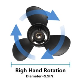 Qiclear 9.9 x 13 Pitch 48-896900A40 10 Spline Tooth Upgrade OEM Aluminum Boat Outboard Moto Propeller for Mercury Engines 25-30HP/ Tohatsu Nissan 3R0B645270 9 7/8x13 3 Gearcase,Rh