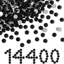 Beadsland Flatback Rhinestones Bulk,14400pcs Black Rhinestones for Nails Crafts Clothes DIY Decoration, Jet Black, SS16, 3.8-4.0mm
