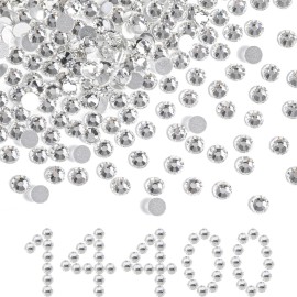 Beadsland Flatback Rhinestones Bulk,14400PCS White Rhinestones for Nails Crafts Clothes DIY Decoration, Crystal, SS20, 4.6-4.8mm