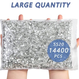 Beadsland Flatback Rhinestones Bulk,14400PCS White Rhinestones for Nails Crafts Clothes DIY Decoration, Crystal, SS20, 4.6-4.8mm Beadsland Flatback Rhinestones Bulk,14400PCS White Rhinestones for Nails Crafts Clothes DIY Decoration, Crystal, SS20, 4.6-4.8mm