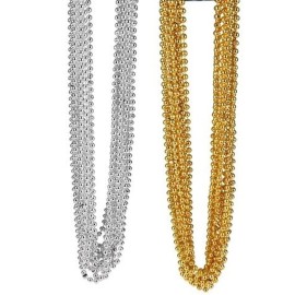 HAPPY DEALS ~ Mardi Gras Beads Gold Silver | 33 inch | 7 mm | Necklaces | 24 Pack